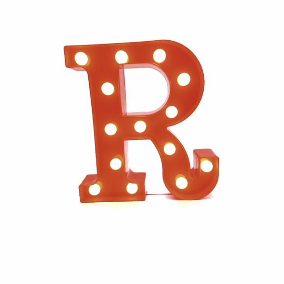 Luminaria de LED Decoração Letra R Vermelha 22 cm