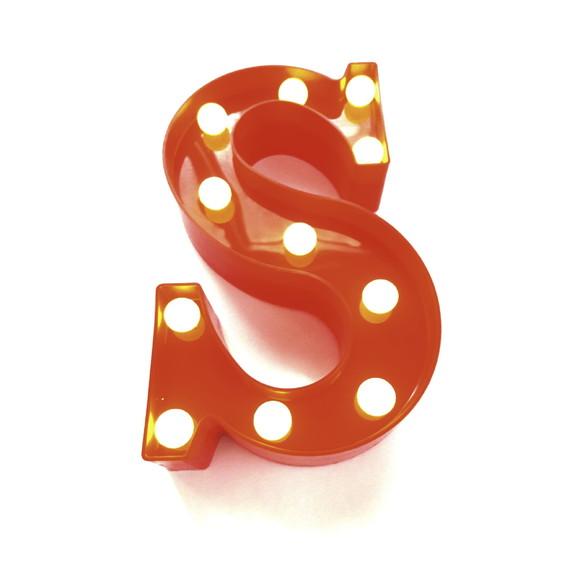 Luminaria de LED Decoração Letra S Vermelha 22 cm