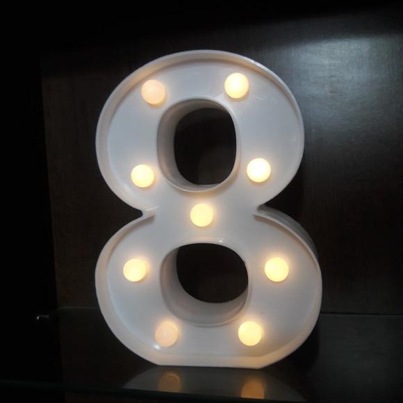 Luminária de LED Decoração Número 18 Branco 22 cm