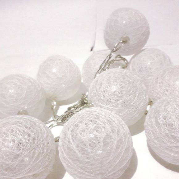 Luminária Decorativa Cordaõ de Luz 10 Bolas BRANCO NATAL