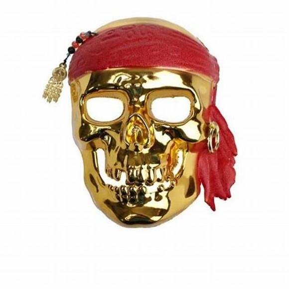 Máscara de Pirata Dourada Fantasia Hallowen Carnaval Caveira