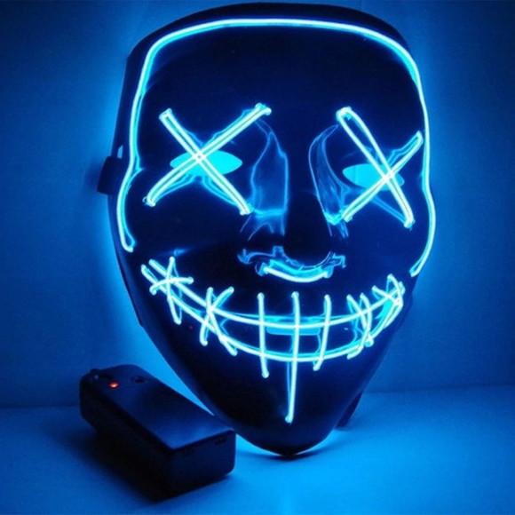 Mascara Led Neon Festas Halloween Carnaval Cosplay Fio Liga