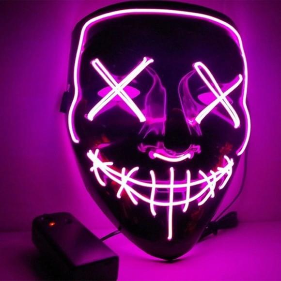 Mascara Led Neon Festas Halloween Carnaval Cosplay Fio Liga