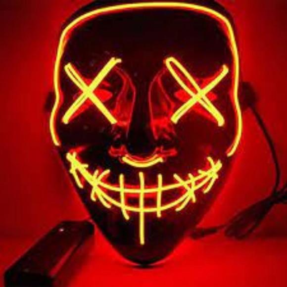 Mascara Led Neon Festas Halloween Carnaval Cosplay Fio Liga