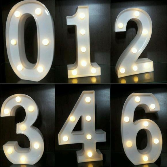 Números de Led Luminária Decoração Branco 22 cm