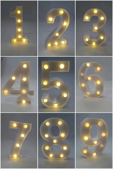 Números de Led Luminária Decoração Branco 22 cm