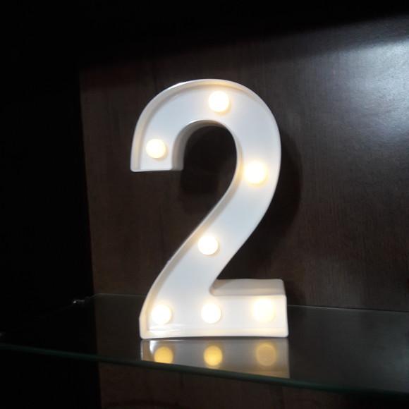 Números de Led Luminária Decoração Branco 22 cm