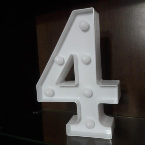 Números de Led Luminária Decoração Branco 22 cm