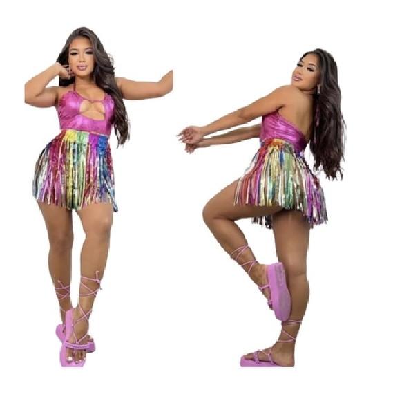 Saia Fitilho Carnaval Elástica Adulto Infanti Fantasia Festa