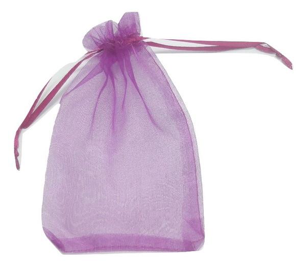 SAQUINHO DE ORGANZA LILÁS 14X9 CM - 50 UNIDADES
