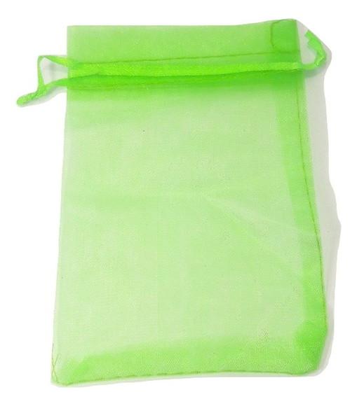 Saquinho de Organza Verde Lembrancinha 14X9cm 50 unidades