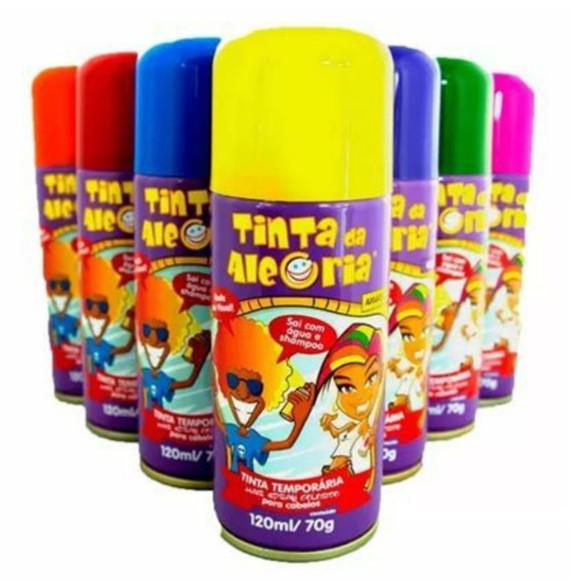 Spray de Cabelo Tinta da Alegria Carnaval Festas 120ml Festa