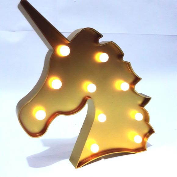 UNICÓRNIO Luminária de LED Decoração Unicórnio Dourado