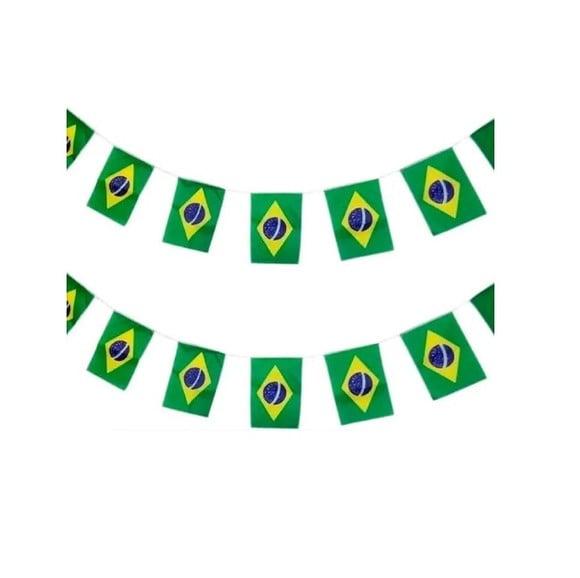 Varal Bandeirinhas Do Brasil Decoração Copa Seleção 10m