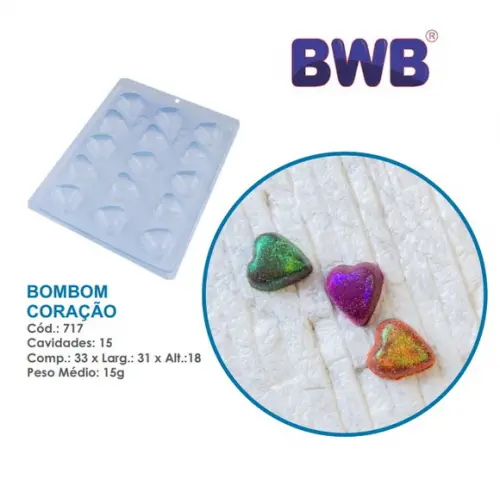 03 Formas de Coração Bombom Pascoa Liso 15g Bwb Simples 717