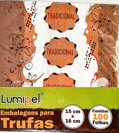 100 Embalagem Folhas para Trufa Tradicional 15x16cm