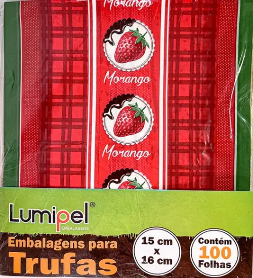100 Embalagem Folhas para Trufas Morango 15x16cm