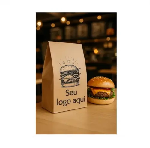 100 Sacos Personalizado Kraft Delivery Empresa 27x18x9cm