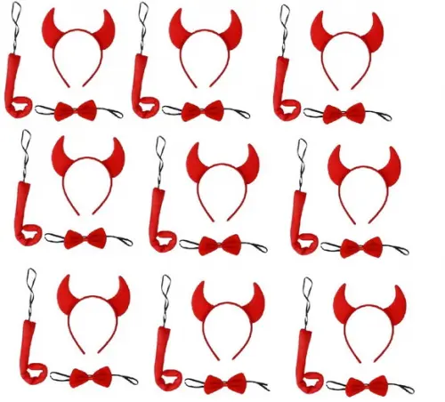 12 Kits Diabinha Chifre + Gravata + Rabinho Halloween