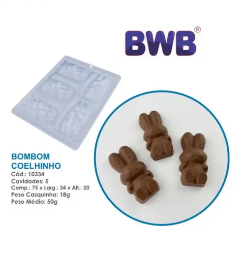 2 Formas Coelhinho 50g Especial 3 Partes Pascoa Bwb 10334
