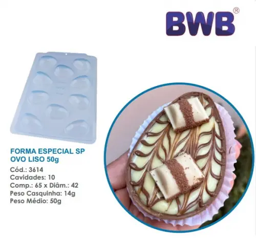 2 Formas Especial Ovo de Pascoa Liso 50g 3 Partes Bwb 3614