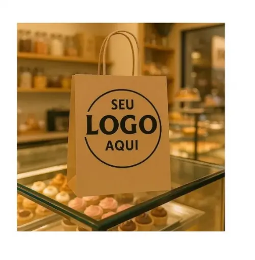 200 Sacola Personalizado Kraft Delivery Empresa 27x18x9cm