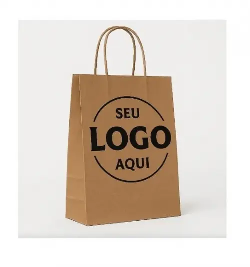 200 Sacola Personalizado Kraft Delivery Empresa 27x18x9cm