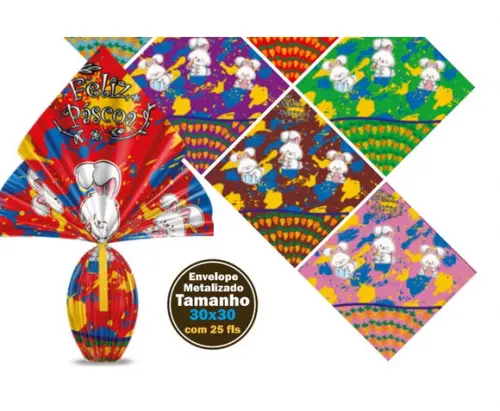 25 Saco Express Coelho 30x30cm para Ovos de Pascoa Embalagem