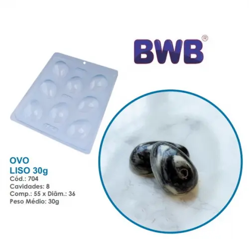 3 Formas de Ovo de Pascoa Liso 30g Bwb Simples 704 Chocolate