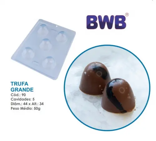 3 Formas p/ Trufa Grande 50g Simples Pascoa Bwb 90 Chocolate