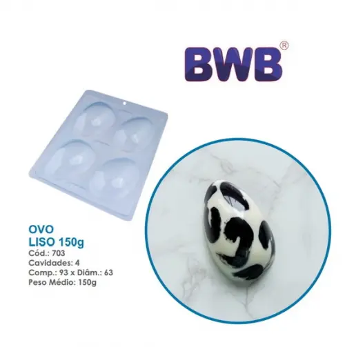 3 Formas Ovo de Pascoa 150g Liso Simples Chocolate Bwb 703