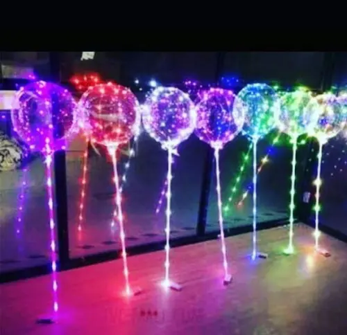 5 Balão de Led c/ Vareta + Bastão + Pilhas + FRETE GRÁTIS