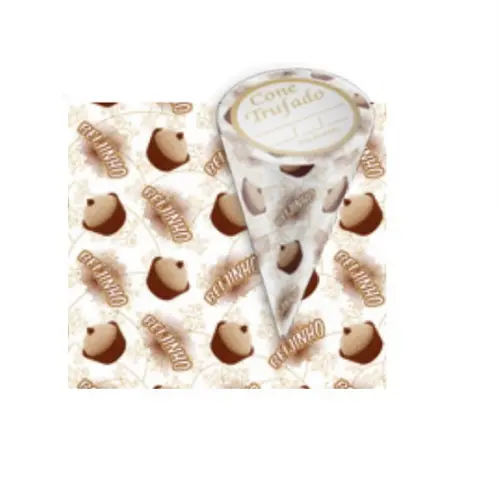 50 Embalagem p/ Cone Trufado Beijinho 15x10cm c/ Etiqueta