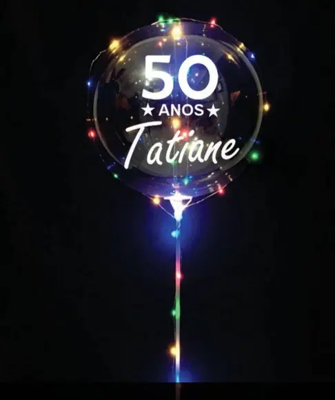 50 Balão De Led Personalizado C/ Bastão + Vareta + Pilhas