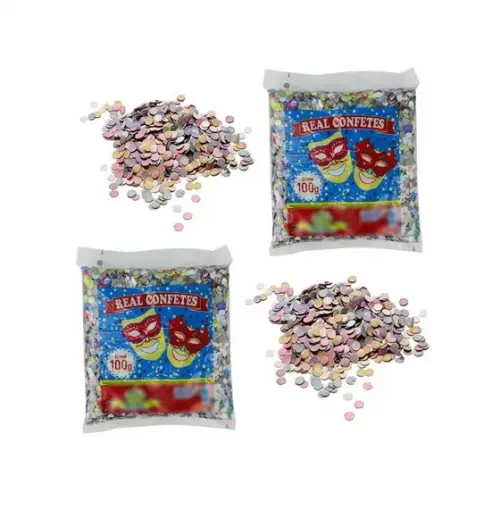 50 Pctes de Confete Carnaval 100g Colorido Festas Folia 5kg