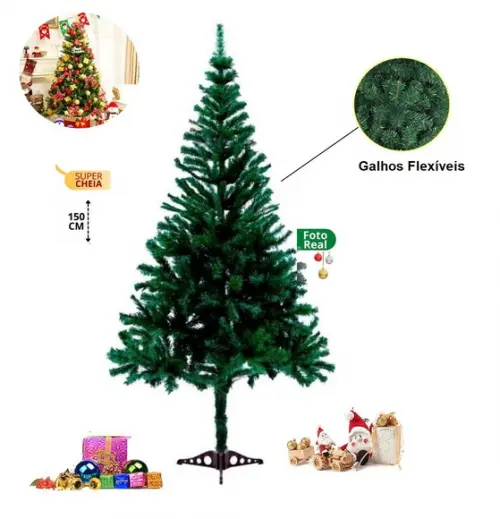 Arvore de Natal Luxo 150cm 220 Galhos Cheia Frete Grátis