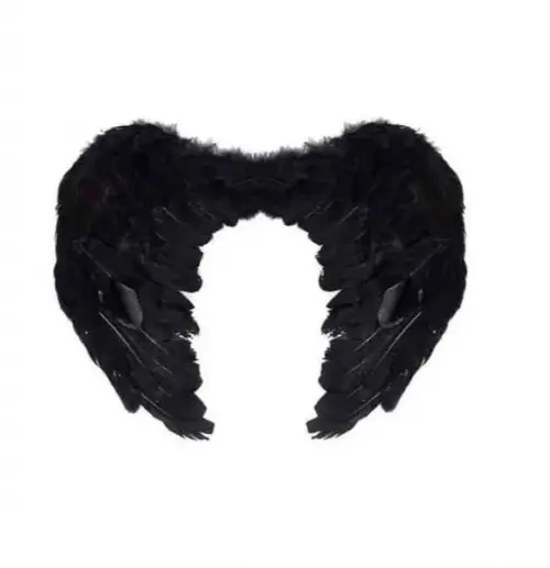 Asa Fantasia Anjo Plumas c/ Elástico Carnaval 55x40cm Preta