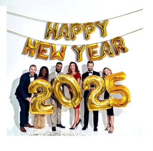 Balão 2025 Ano Novo Decor Dourado Prata ou Rosê Frete Grátis