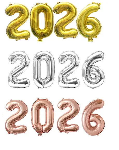 Balão 2026 Ano Novo Reveillon Dourado Prata ou Rosê 40cm