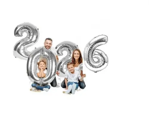 Balão 2026 Decoração Ano Novo Prata Reveillon
