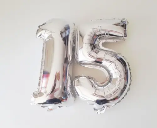 Balão de Aniversário GIGANTE Metalizado Prata Numero 15
