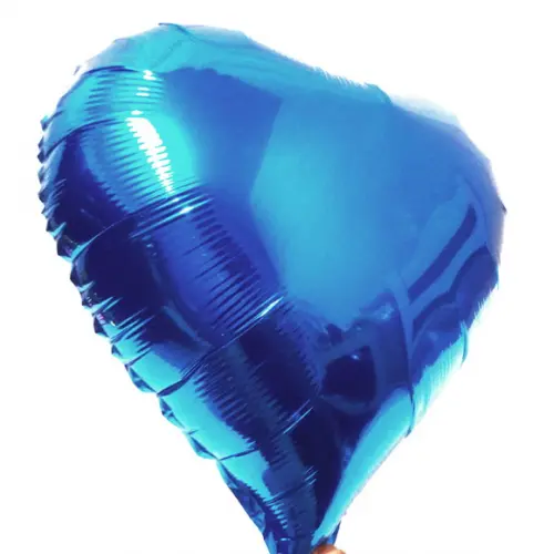 Balão de Coração Azul Metalizado 45 cm 18