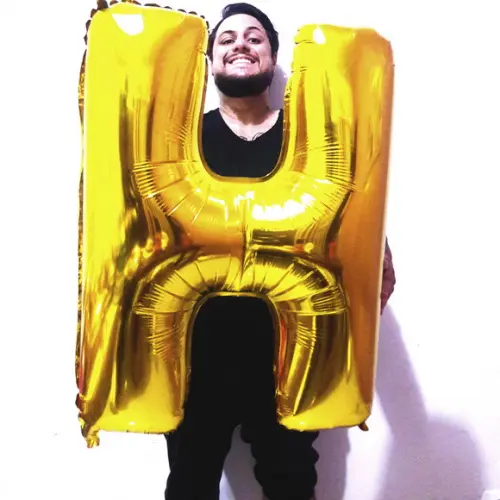 Balão GIGANTE Metalizado Dourado Letra H - PROMOÇÃO