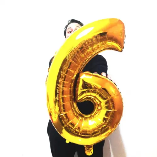 Balão GIGANTE Metalizado Dourado Número 6 PROMOÇÃO