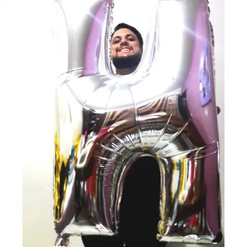 Balão GIGANTE Metalizado Prata Letra H Pronta Entrega