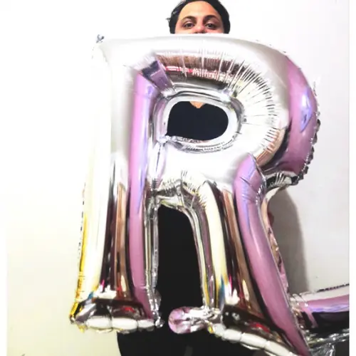 Balão GIGANTE Metalizado Prata Letra R Pronta Entrega