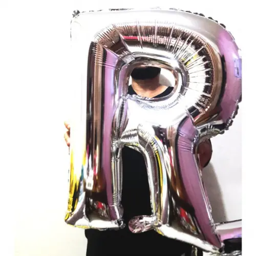 Balão GIGANTE Metalizado Prata Letra R Pronta Entrega