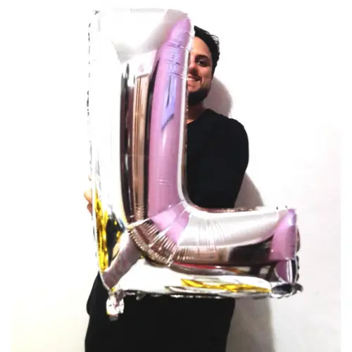 Balão GIGANTE Metalizado Prata Letra L Pronta Entrega