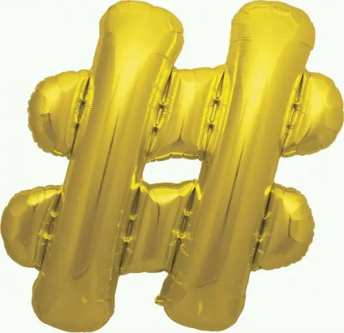 Balão Hashtag # Dourado Metalizado 75 cm