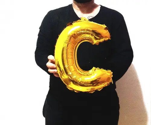 Balão Metalizado Letra C Dourado Pronta Entrega 45cm